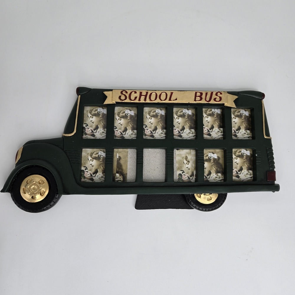 Vintage‎ Wooden Green School Bus School Days 12 Year Photo Frame 12x5.5 NEW gift